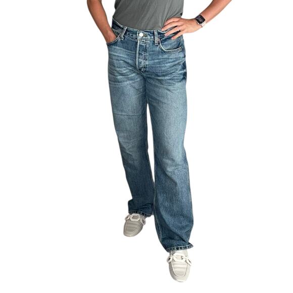 RE/DONE High Rise Relaxed Straight Jeans in in Crafted Indigo Women's Size 26 - Picture 2 of 12